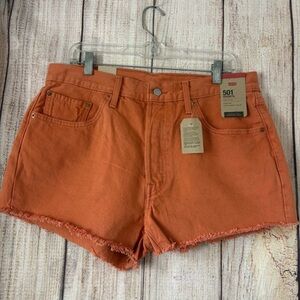 Levis Womens Orange Denim Shorts size 33